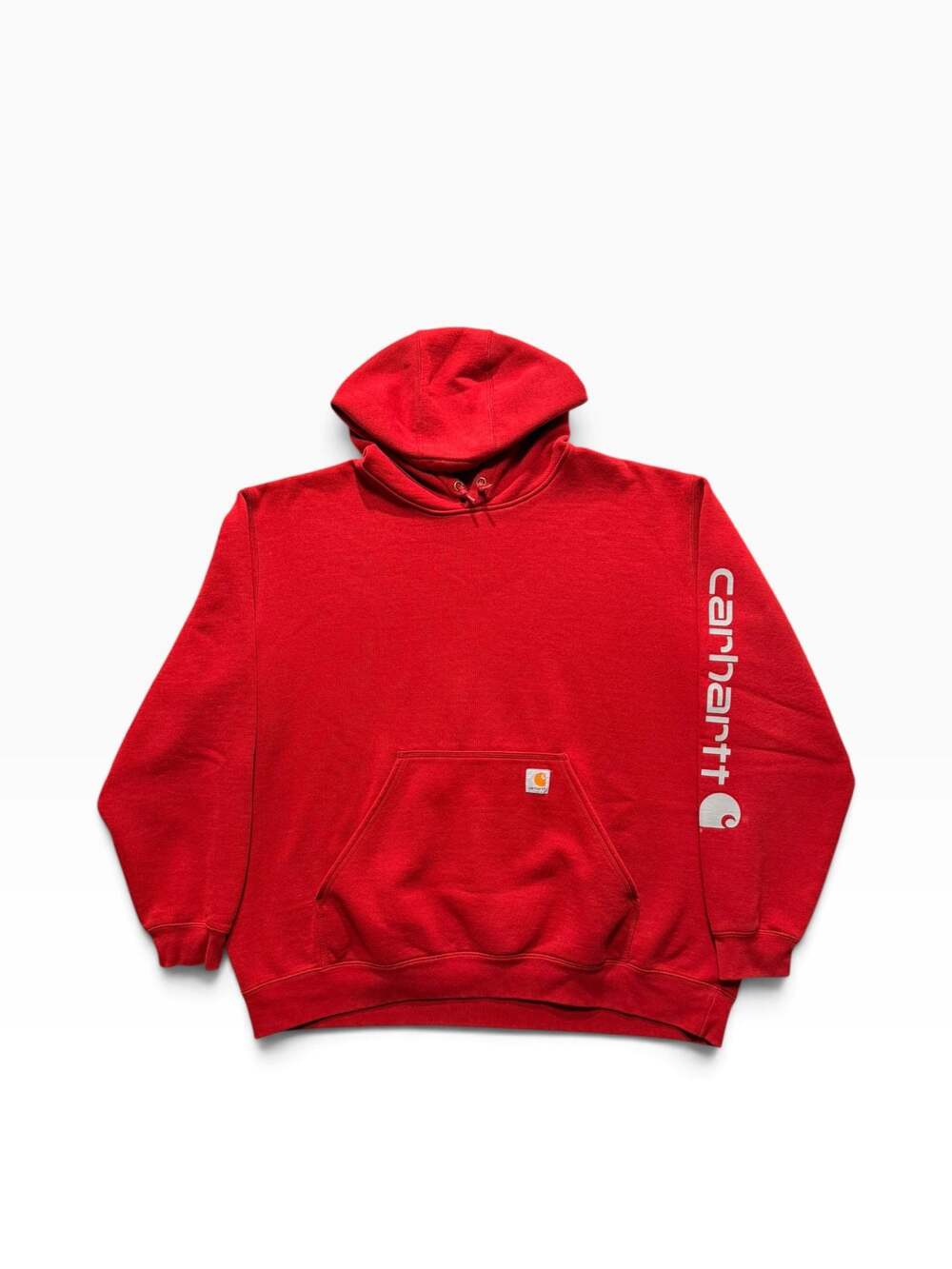 Carhartt Original Fit Logo Sleeve Pullover Sweatshirt Hoodie Red 2XL